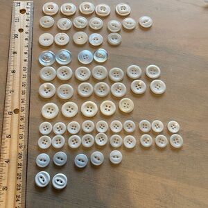 Vintage White/Ivory Plastic Button Lot Round Etched Geometric Lot Of 60+